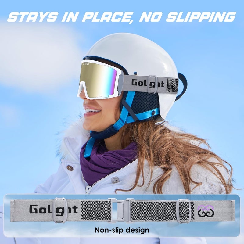 Golight OTG Ski Goggles – Hassle-Free Snow Goggles with Cylindrical REVO Lens, Anti-Fog Double Lens, UV400 & Comfortable Fit - Image 3